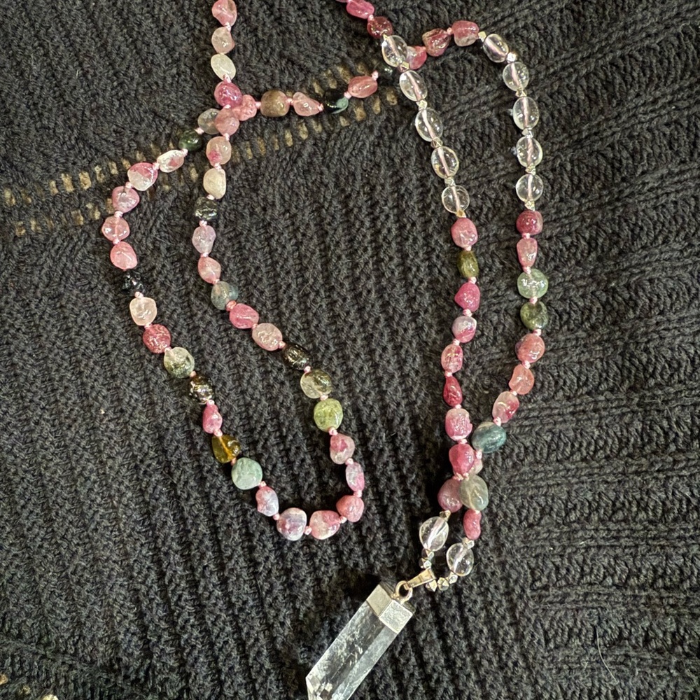 Elegant Watermelon Tourmaline Beaded Necklace